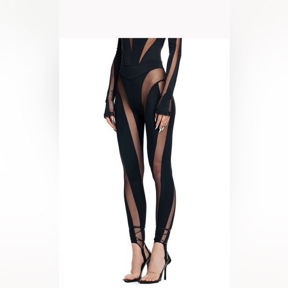 Mugler HM Mesh-paneled Stirrup Leggings Black Limited Edition - Picture 3 of 10